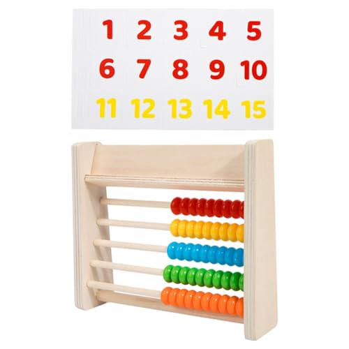 PERSELOSO 1 Satz Holz Abacus Lernspielzeug für Zählrahmen mit Karten zur Frühen Mathematikförderung für Jungen und Mädchen im Vorschulalter von PERSELOSO