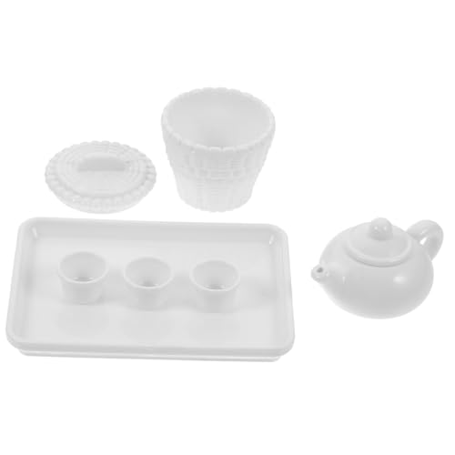 PERSELOSO 1 Satz Japanisches Teeservice Mini-küchenzubehör Mini-teetasse Miniatur-teegeschirr Puppenhaus Teegeschirr Puppenhaus Zubehör Puppenhaus Teetasse Miniatur-Dinge Weiß Plastik von PERSELOSO