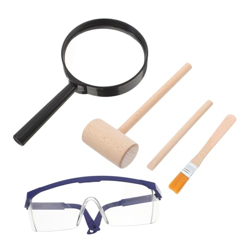 PERSELOSO 1 Satz Mini Excavation Hammer Set für Teiliges Werkzeugset mit Holzhammer Meißel und Pinsel für Kreatives Spiel und Motorikentwicklung für Pretend Play und Fossilienausgrabung von PERSELOSO