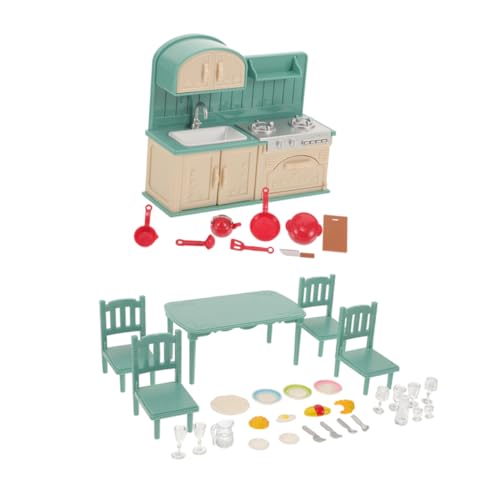 PERSELOSO 1 Satz Mini-Möbelset Puppenhaus Küche Küchenmöbel Realistische Puppenmöbel Puppenhaus Spielset Puppenhaus Esszimmer Puppenhaus-Möbeltisch Mini Möbel für Dollhouse Plastik von PERSELOSO