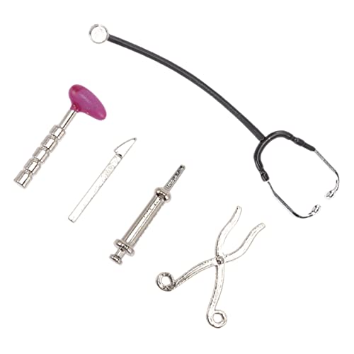 PERSELOSO 1 Satz Mini-arztanzug Simulierte Arztwerkzeuge Simulierte Arztausrüstung Mini House Accessory Miniaturspritze Mini-Arzt-Tools Simuliertes Arztkit Fantasiespiel Für Legierung von PERSELOSO