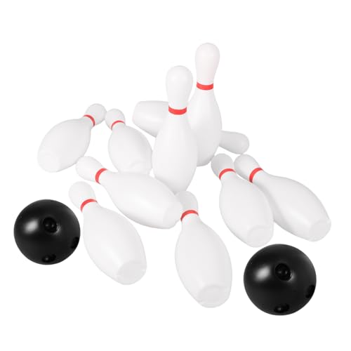 PERSELOSO 1 Satz Miniatur Bowling Set für Kunststoff mit Schwarzen Bällen Indoor Sportspielzeug für Junge Mädchen und Jungen Fördert Spiel und Bewegung von PERSELOSO
