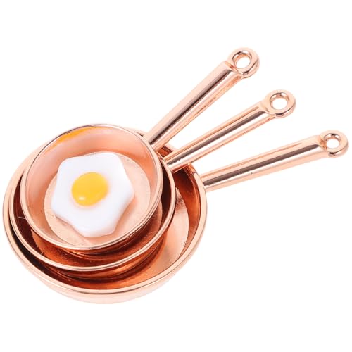 PERSELOSO 1 Satz Miniatur Pfanne Set Teiliges Puppenhaus Zubehör für Küche Miniaturszenen Deko mit Töpfen und Ei für Kreative Rollenspiele Puppenhäusern von PERSELOSO