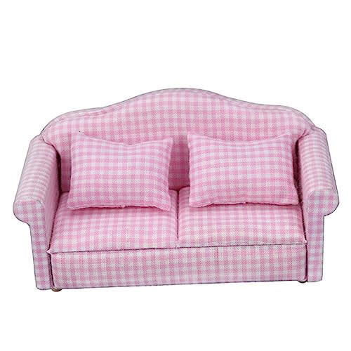 PERSELOSO 1 Satz Miniatur Sofa mit Kissen Puppenhaus Möbel Karierte Couch für Dollhouse für Kreative Spielwelten und DIY Projekte PERSELOSO 1 Satz Miniatur Sofa mit Kissen Puppenhaus Möbel Karierte Couch für Dollhouse für Kreative Spielwelten und DIY Projekte von PERSELOSO
