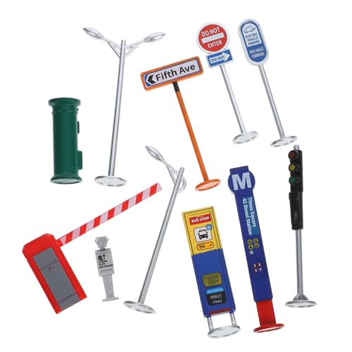 PERSELOSO 1 Satz Miniatur-transporteinrichtungen Zeichen Verkehr Ampel Aufkleber Bausteine Zinn Fahrzeuge Straße Auto Fahren Sandtisch Liefern Mini-Signal-Modell Plastik von PERSELOSO
