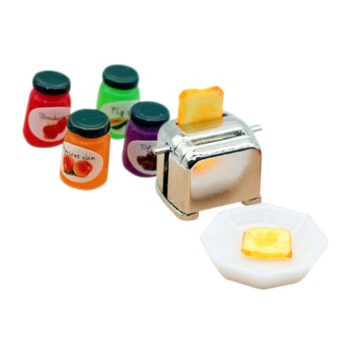 PERSELOSO 1 Satz Modell Brotmaschine Mini-brotbackmaschine Puppenhaus Küche Dekoration Mini-frühstück Puppenstuben-brotmaschine Mini-Toaster Kleiner Toaster Mini-Faux-Brot-Modell Legierung von PERSELOSO