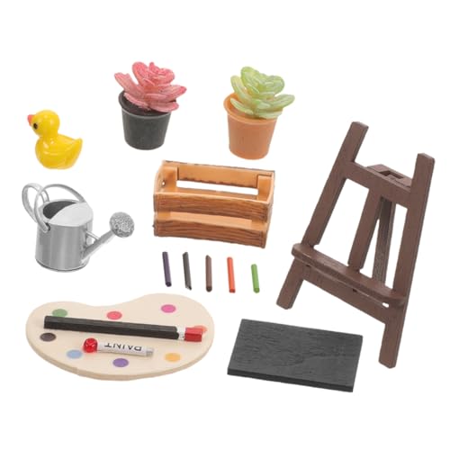 PERSELOSO 1 Satz Puppenhaus-Modell Dekoration Puppenhaus-versorgung Mini-topfblume Puppenhaus Mini-malset Skizzen-szenen-Layout-Requisite Miniatur-Ornamente Mini-wassertopf Plastik von PERSELOSO