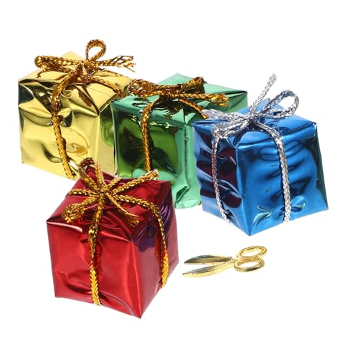 PERSELOSO 1 Satz Puppenhaus-geschenkbox Für Mini-zubehör Wohnlayout- Mini-geschenkboxen-Modell Puppen-weihnachtsszenen-Layout- Festival Kleine Figuren Legierung von PERSELOSO