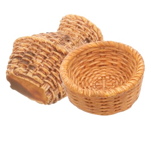 PERSELOSO 1 Satz Puppenhausdekoration Weiden Tür Miniatur-Puppenhaus-Alarm Schüssel bisschen ad blie mockin Dollhouse zubehör Kleiner Korb Miniatur-Tischkorb Plastik Light Brown von PERSELOSO