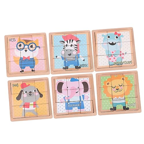 PERSELOSO 1 Satz Sechsseitige Malbausteine Cartoon-Puzzle Bildungsrätsel Kinderpuzzle Lustiger Puzzleblock Cartoon-rätsel Kreatives Rätsel Puzzle-Block Holz von PERSELOSO