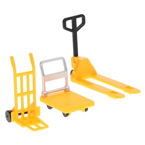 PERSELOSO 1 Satz Straßenverkehr Parkplatz Gabelstapler Miniatur Gabelstapler Kinderspielzeug Miniatur Handwagen BAU Gabelstapler Modell Mini Handwagen Kleines Spielzeugauto Modell Gelb von PERSELOSO