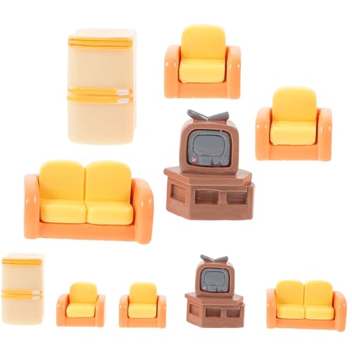 PERSELOSO 1 Satz puppenstubenmöbel Dollhouse Furniture Dollhouse playmobile Puppenhausmöbel Miniatursofa Miniatur-Sofa-Modell Mini-Foto-Requisite für den Fernseher Mini-Doppelsofa Kunstharz von PERSELOSO