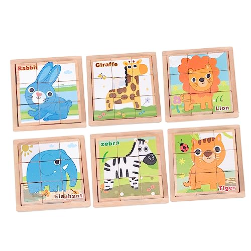 PERSELOSO 1 Satz sechsseitige Malbausteine Puzzle rätselbuch kindergeschenk laubsäge rätsel Kinderspielzeug Cartoon-Rätsel Bildungsspielzeug kreatives Rätsel Holz von PERSELOSO