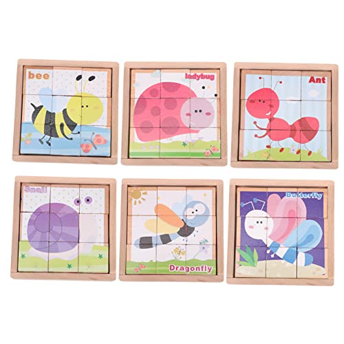 PERSELOSO 1 Satz sechsseitige Malbausteine Puzzle rätselbuch spielzeuge für Kid Toys pädagogisches Toys lustiger Puzzleblock Rätsel zum frühen Lernen Holz von PERSELOSO