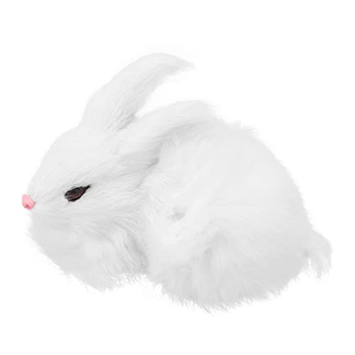 PERSELOSO 1 Stück Mini Plüsch Kaninchen Modell Realistisches Tier Deko für Zuhause Tier Themenparty für Freunde Weißes Kuscheltier von PERSELOSO