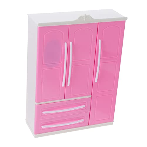 PERSELOSO 1 Stück Puppenkleiderschrank Mini-möbelzubehör Puppenmöbel Kinderspielzeug Kleine Hausbedarf Mini-hausmöbelzubehör Puppenschrank Organizer Für Puppenkleidung Möbel Schrank Abs Rosa von PERSELOSO