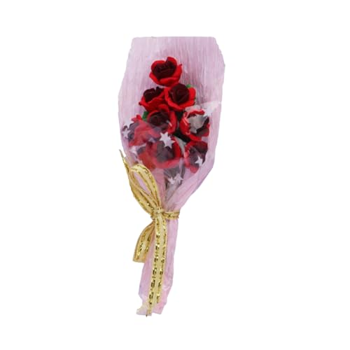 PERSELOSO 1stück Miniatur Puppenhaus Dekoration Simulation Mini Bouquets Rot Handgefertigte Blumen Für Kreatives Wohndesign Für Spielzeug Handwerk Und Mini Landschaften von PERSELOSO