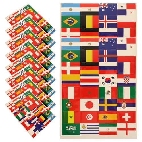 PERSELOSO 10 Blatt Flaggen Aufkleber für Wasserfeste Weltflaggen Gesichtsaufkleber für Fußballfans Dekorative Länderflaggen für Sportevents und Internationale Spiele PERSELOSO 10 Blatt Flaggen Aufkleber für Wasserfeste Weltflaggen Gesichtsaufkleber für Fußballfans Dekorative Länderflaggen für Sportevents und Internationale Spiele von PERSELOSO