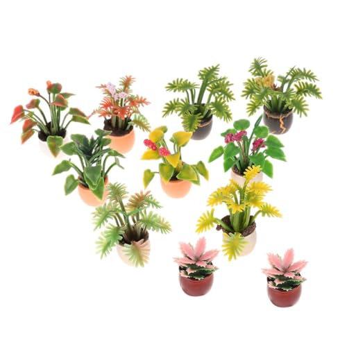 PERSELOSO 10 STK Mikro-Blumentopf-Ornament Miniaturen kleine Topfpflanze Mini-Welt-Zubehör Miniatur Topffiguren Green von PERSELOSO