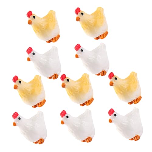 PERSELOSO 10 Stück Für Nutztiere Miniatur-hühner-hahn- Hähnchen-Kuchen-Topper Henne Eier Miniatur-hühnerhuhn Mini-ziegenfiguren Mini-küken-ornamentspielzeug Hühnerfigur Harz von PERSELOSO