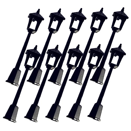 PERSELOSO 10 Stück Modellverzierungen für Straßenlaternen Miniaturlampe Dekoration Schlafzimmer Living Room Decoration Puppe Straßenlaterne Parkszenen-Layout-Requisiten Plastik Black von PERSELOSO