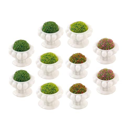 PERSELOSO 10 Stück Miniatur-topfpflanzen Für Puppenhaus Künstliche Miniatursträucher Mit Bonsai-Verzierungen Gartendekor Für Zuhause von PERSELOSO
