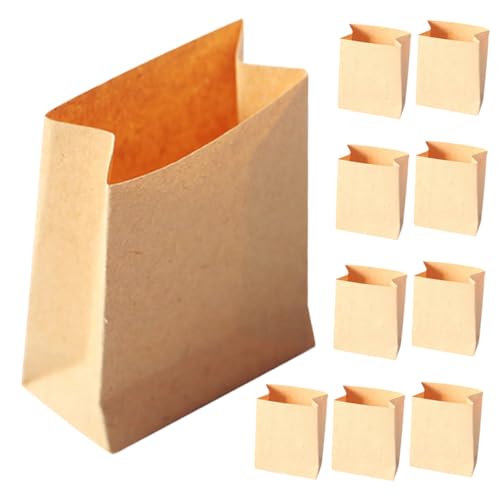 PERSELOSO 10stücke Mini Papier Verpackungsbeutel Für Puppenhaus-szenen Umweltfreundliche Mini Papiertüten Für Bastelprojekte Dekorative Verpackung Für Miniaturhäuser Und Backwaren von PERSELOSO