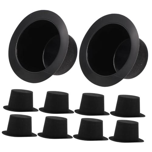 PERSELOSO 10 Stück Puppenhausdekoration Schaum winzige Zylinder Dekorationen Mini-Zylinder für weihnachtsbasteln Weihnachtsdeko Miniatur-Schneemannmützen Puppe Miniaturhüte Plastik Black von PERSELOSO