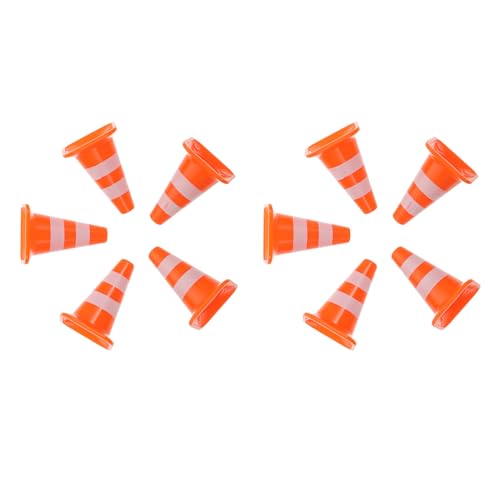 PERSELOSO 10 Stück Sandtischverzierungen Kleine Sicherheitskegel Zapfen Simulations-roadblock-Modelle Simulation Von Verkehrszeichen Mini-straßensperren Orange Plastik von PERSELOSO