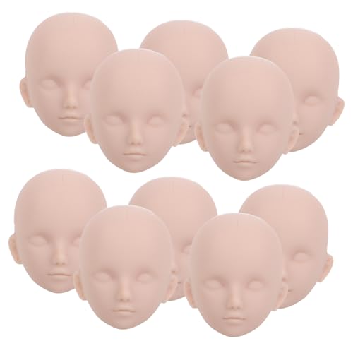 PERSELOSO 10 Stück Teiliges Kleine Plastikpuppenköpfe für Schminkübungen Leichte Kunststoffköpfe mit Augenhöhlen Vielseitig für DIY Puppenbemalung und Kreatives Puppenhandwerk Geeignet für von PERSELOSO