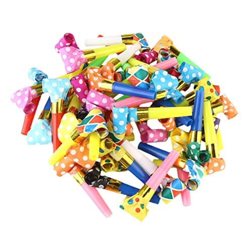 PERSELOSO 100 Stück Bunte Party Tröten Lustige Pfeifen für Cheer Props für Geburtstagsfeiern Festivals Hochzeiten und Sportveranstaltungen Zufällige Farbe Zufällige Farbe von PERSELOSO