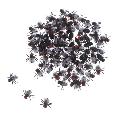 PERSELOSO 100 Stück Realistische Fliegen für Halloween Gruselige Insekten als Streichartikel für Partys und Kostüme Leicht und Tragbar für Scherze und Dekoration von PERSELOSO