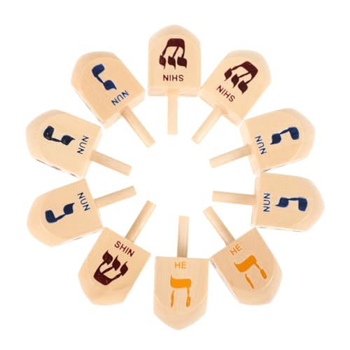 PERSELOSO 10Stücke Dreidel aus Holz Chanukka Dreidel Kollektion Interaktive Hölzerne für Festival Fördert Gruppenspiele und Festliche Aktivitäten von PERSELOSO