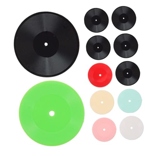 PERSELOSO 12 Stück Mini-Rekordmodell puppenhaus Einrichtung Retro Charme Mini Schallplatten Deko Mini Schallplatten Puppenhaus Layout Miniatur-Puppenhauszubehör Rekord Dekorationen Plastik von PERSELOSO