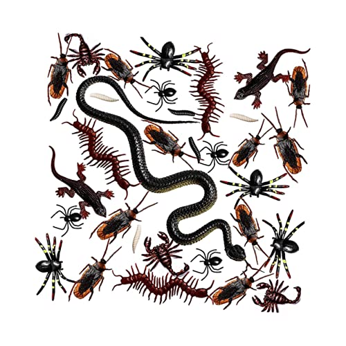 PERSELOSO 160 Stück gefälschte Schlange Kakerlake Spinne Spukhaus Tischdeko Halloween-Party bevorzugt Halloween Party Halloween Scherzartikel Wurm-Streich- Trickspielzeug von PERSELOSO