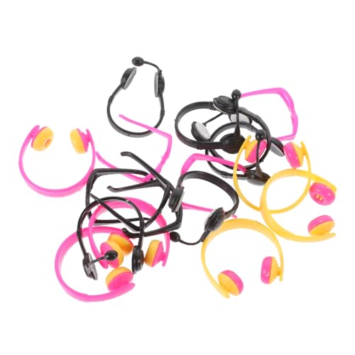 PERSELOSO 18 Stück Mini-simulationskopfhörer Prinzessin Puppe Zubehör Puppenwagen Träger Webstuhl Puppenbett Sonnenbrillen Für Puppen Kuscheltier Gruselige Puppe Miniatur Plastik von PERSELOSO