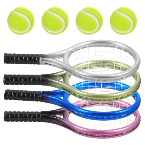 PERSELOSO 1Satz Miniatur Tennis mit Schlägern und Bällen Dekorative Modelle für Mini Häuser Vielseitige Fotografie Requisiten für Miniatur Dekorationen von PERSELOSO