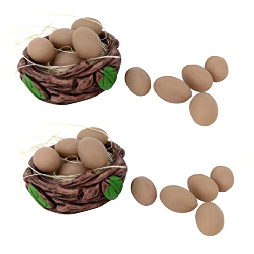 PERSELOSO 2 Sätze Kleines Mini Egg Nest Ornament Miniatur Life Scene Zubehör von PERSELOSO
