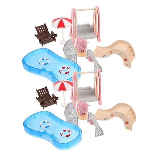 PERSELOSO 2 Sätze Miniatur Puppenhaus Zubehör Set mit und Strandstuhl Simulierte Miniaturen für Puppenhaus Garten Dekoration für Spielspaß zu Hause oder Unterwegs von PERSELOSO