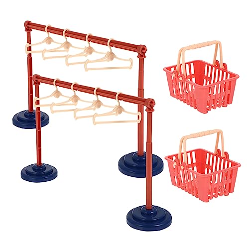 PERSELOSO 2 Sätze Miniatur Puppenkleiderständer Kleiderbügeln Puppenhaus Zubehör Platzsparendes Display für Puppenkleidung Robustes und Detailreiches Design für Mädchen von PERSELOSO