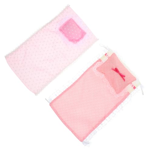 PERSELOSO 2 Sätze Puppenhaus Bettwäsche Set Teilig Miniatur Bettlaken und Kissen Schlafzimmer Zubehör für Realistische Puppenhaus Schlafzimmer Dekoration von PERSELOSO