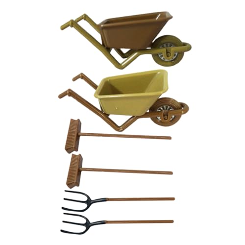 PERSELOSO 2 Sätze Puppenhaus Mini-Kinderwagen Aus Kunststoff Pflanzenzubehör Miniaturen Rasenmäher Artikel Gartengeräte Für Die Gartenarbeit Im Freien Warenkorb-Modell Anlage Dinge von PERSELOSO