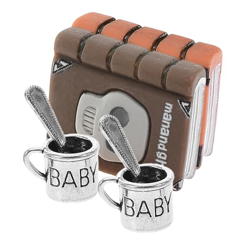 PERSELOSO 2 Sätze Puppenhaus-Modell Tassen Steingut Zwerge Bausatz Deckel Plüsch Dekoration kaffeetasse Puppenhaus Modell DIY-Miniaturen Miniatur-Zubehör Puppenhaus-Miniaturzubehör Harz von PERSELOSO