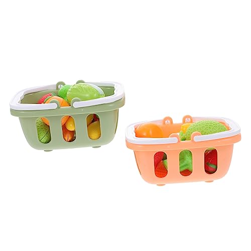 PERSELOSO 2 Sätze Spielhaus Mini-handkörbe Aus Kunststoff Gemüse-obstkörbe Für Puppenstubenkorb Mit Künstlichem Gemüse Gemüse-Obst-mini-körbe Handkörbe Plastik von PERSELOSO