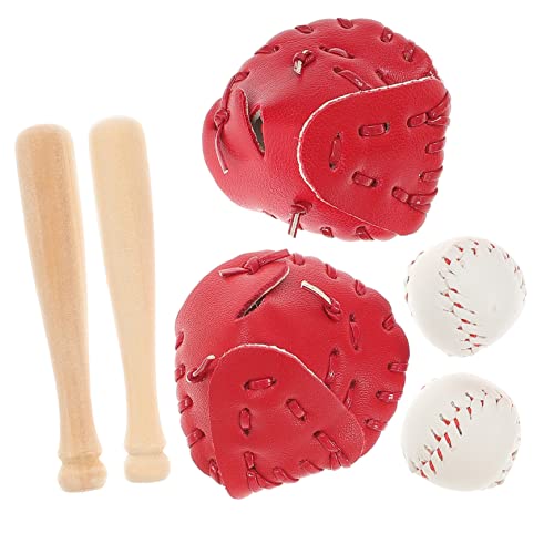 PERSELOSO 2 Sets Baseballschlägerhandschuh Sportspielzeug Spielzeughaus Für Babys Draußen Mini Kinderspielzeug Kinderfäustlinge Miniaturspielzeug Kinderspielsachen Baseball Dekorationen von PERSELOSO