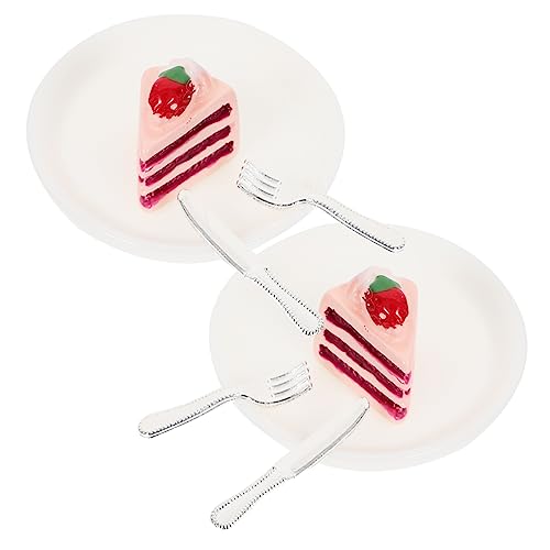 PERSELOSO 2sätze Miniatur Kuchen Mit Teller Teiliges Puppenhaus Zubehör Dekorative Fake Desserts Für DIY Spielzeug Miniatur Küche Dekoration von PERSELOSO