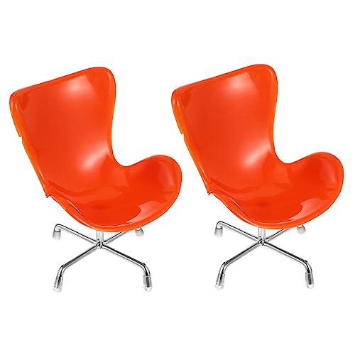 PERSELOSO 2 Stück Drehstuhl Miniatur Armlehnenstuhl für Puppenhaus Dekoration Orange Perfektes für Wohnaccessoire PERSELOSO 2 Stück Drehstuhl Miniatur Armlehnenstuhl für Puppenhaus Dekoration Orange Perfektes für Wohnaccessoire von PERSELOSO