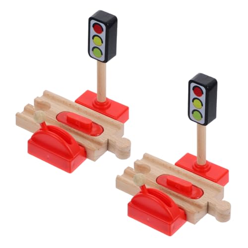 PERSELOSO 2 Stück Eisenbahnschienenzubehör Eisenbahnschienenspielzeug Eisenbahn Ampelspielzeug Ampelspielzeug Bahnhofsspielzeug Modelleisenbahnzubehör Zugspielzeug Holz von PERSELOSO