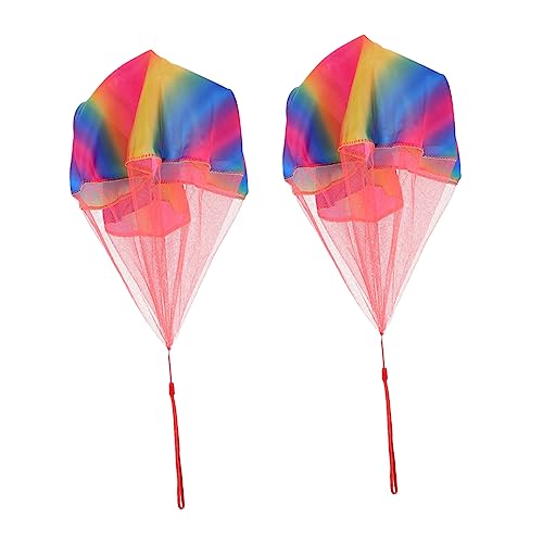 PERSELOSO 2 Stück Fallschirm Für Im Freien Kinderspielzeug Fallschirm Fallschirmspielzeug -handwurf-Fallschirm Fallschirm Stoff Colorful von PERSELOSO