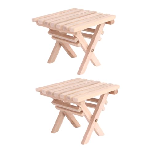 PERSELOSO 2 Stück Faltbarer Mini Tisch aus Holz Miniatur Möbelornamente für Kreative Dekoration Puppenhäusern Realistische Details für Gartenmöbel und Campingaccessoires von PERSELOSO